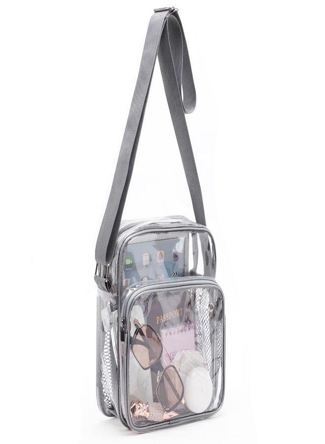 TINYAT Clear Crossbody Bag for Stadium Events 12x6x12 Clear Bag Stadium Approved Transparent Bag PVC Purse Bag for Corcert - Image 1