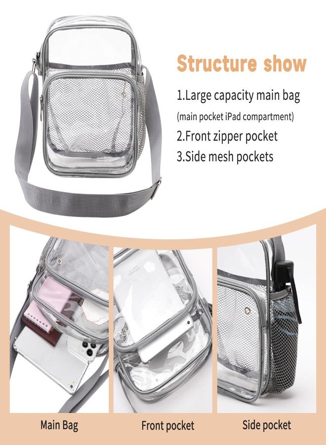 TINYAT Clear Crossbody Bag for Stadium Events 12x6x12 Clear Bag Stadium Approved Transparent Bag PVC Purse Bag for Corcert - Image 5