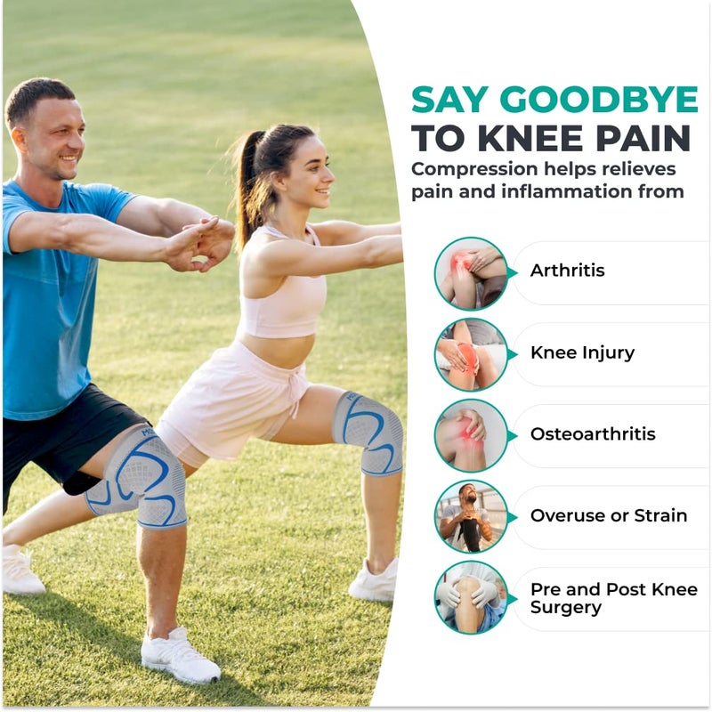 Modvel 2 Pack Knee Brace for Women & Men - Workout Knees Compression Sleeve for Knee Pain Relief Joint Support for ACL, Arthritis, Meniscus Tear Knees Brace for Sports, Rodilleras para Gym Fitness - Image 3