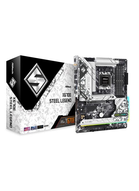 ASRock X670E STEEL LEGEND, AMD X670, AM5, ATX, 4 DDR5, HDMI, DP, Wi-Fi 6E, GB & 2.5G LAN, PCIe5, RGB, 4x M.2