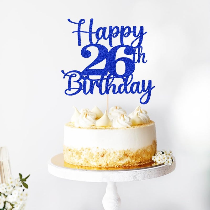 Kaoenla Happy 26th Birthday Cake Topper Hello 26 Cheers to 26 Years 26th Anniversary /26 years old birthday Party Decoration (26th  blue) - Image 5