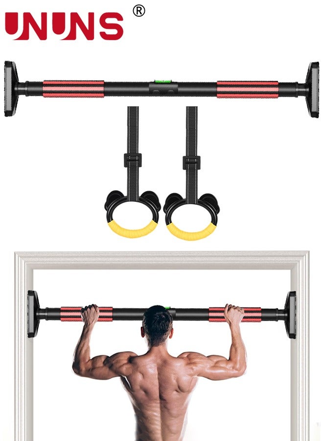 UNUNS بار سحب الأبواب وحزام الرفع، أحزمة متينة مقاومة للتمزق لبار السحب، معدات تمرين البطن، بار أفقي للياقة البدنية، 65-90 سم بار تمارين عرض قابل للتعديل، يدعم 880 رطل - Image 1