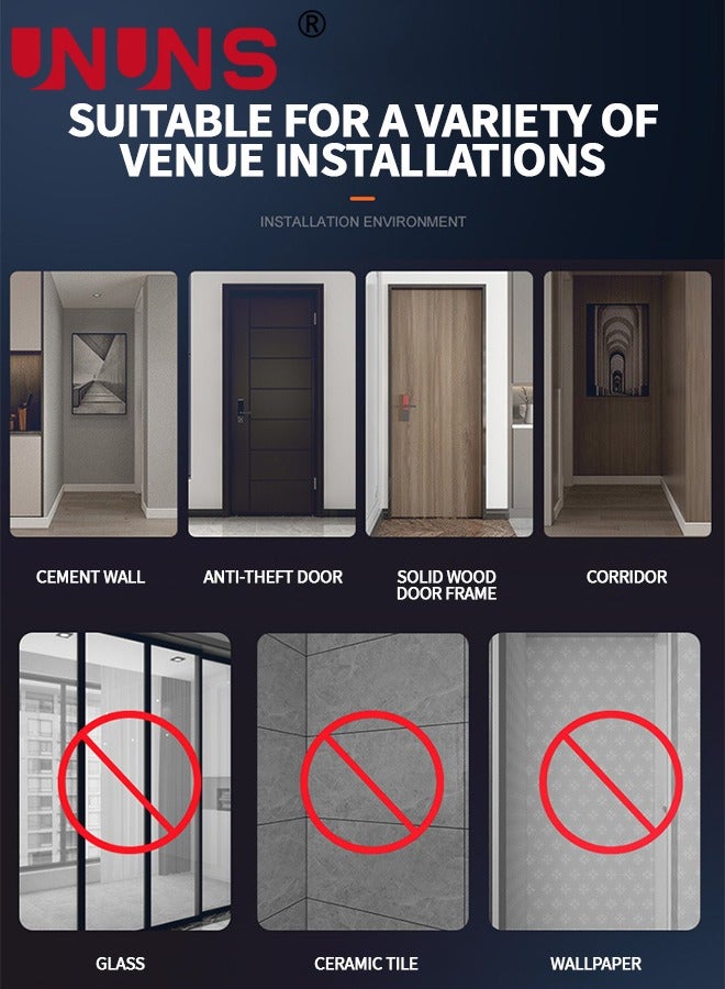 UNUNS بار سحب الأبواب وحزام الرفع، أحزمة متينة مقاومة للتمزق لبار السحب، معدات تمرين البطن، بار أفقي للياقة البدنية، 65-90 سم بار تمارين عرض قابل للتعديل، يدعم 880 رطل - Image 2