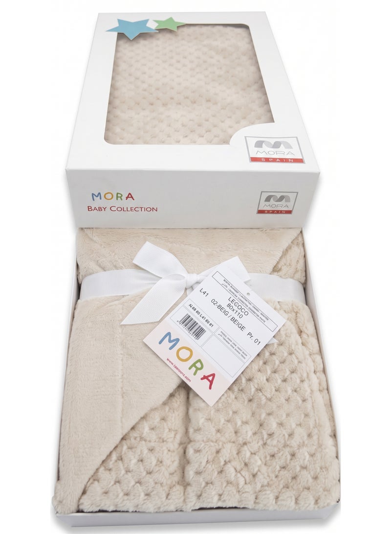 مورا سباين بطانية بيبي مورا لكوكو (Mora Lecoco) موديل L41 - اللون: بيج (beige) - المقاس: 80×110 سم - الوزن: 960 جرام - بلد المنشأ إسبانيا. - Image 2
