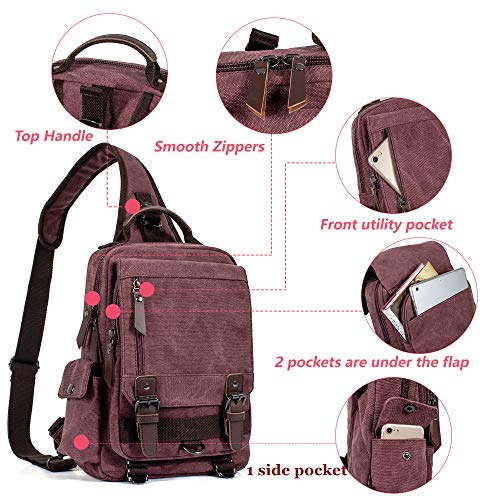 Leaper Retro Crossbody Bag Sling Bag Canvas Messenger Bag for Men Women Shoulder Bag Crossbody Handbags Satchel Gray, M - Image 3