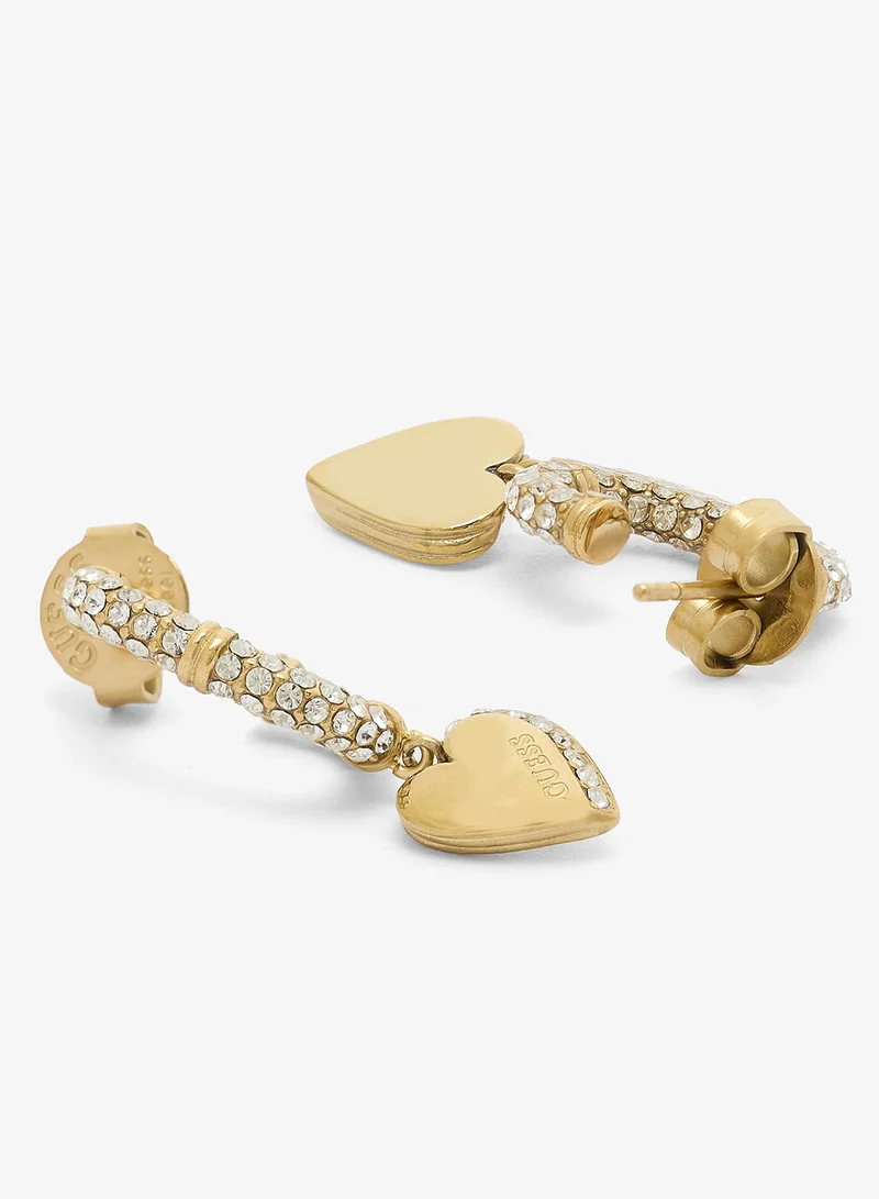 GUESS Hearts Pave J Hoop Earrings