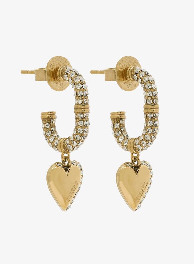 GUESS Hearts Pave J Hoop Earrings - Image 1