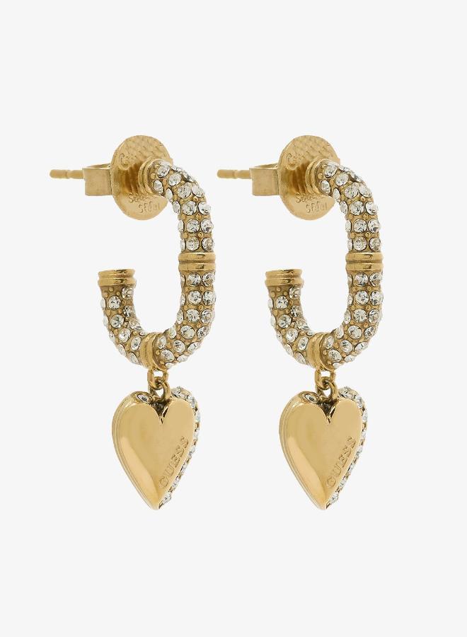GUESS Hearts Pave J Hoop Earrings - Image 1