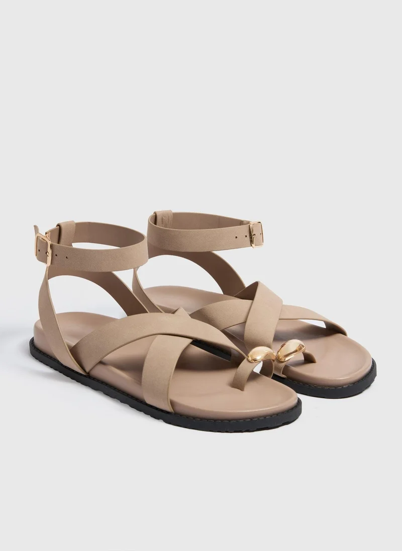 Matalan Taupe Toe Loop Sandals