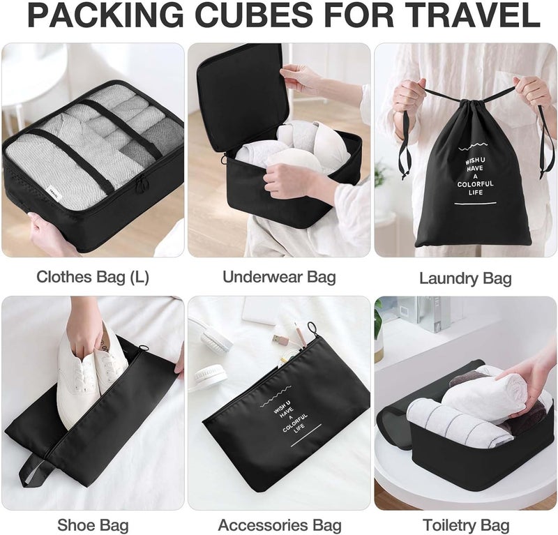 SPELLWISH Packing Cubes 7 Set Travel Organizer Cubes for Suitcases Lightweight Luggage Packing Orginzers for Travel Acessories (Black) - Image 5