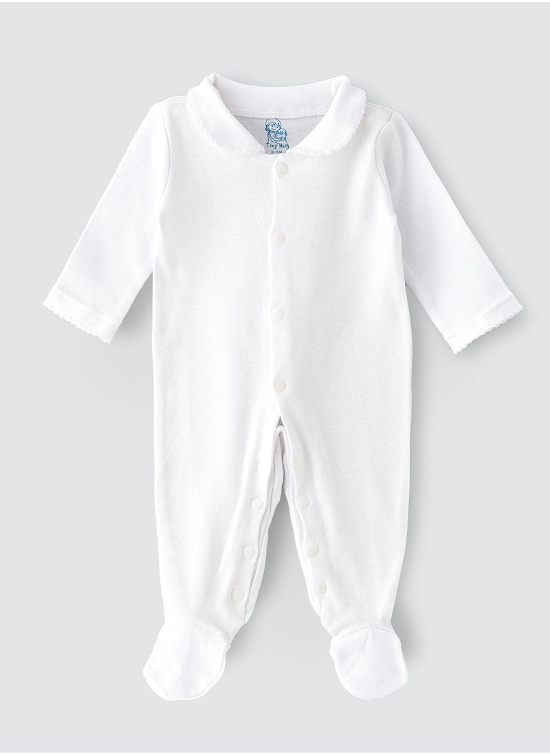 Tiny Hug L/slv polo neck close fleeted sleepsuit  - Image 1