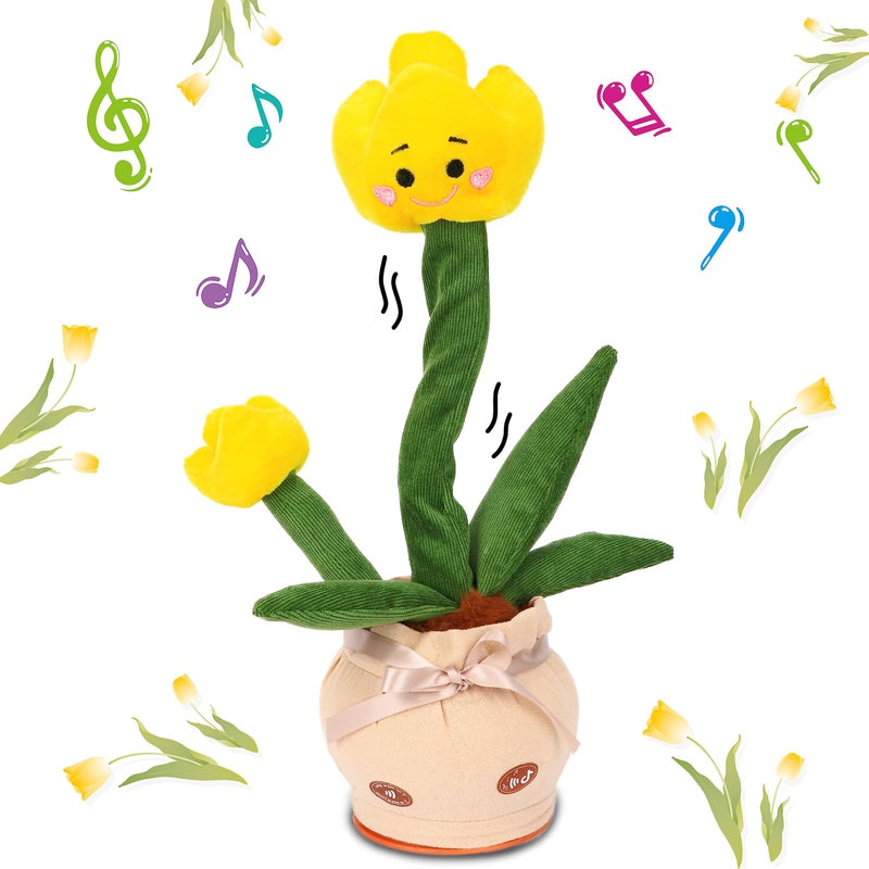 Cuteoy Talking Tulips Plush Toy Repeats What You Say Dancing Walking Mimicking Twisting Stuffed Animal Musical Electric Interative Christmas Birthday Girls Boys Flowers Gifts - Image 3