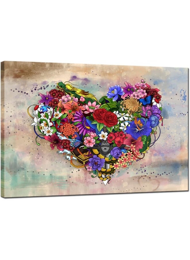 Home Trove Contemporary Vintage Abstract Art For Living Room, Home Decor Pictures, Love Heart Modern Wall Art  - Image 1