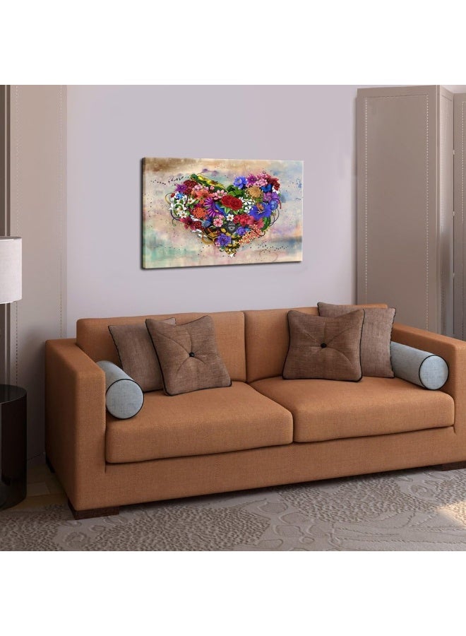 Home Trove Contemporary Vintage Abstract Art For Living Room, Home Decor Pictures, Love Heart Modern Wall Art  - Image 3