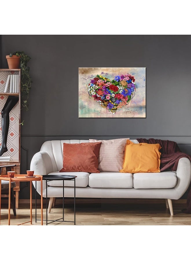 Home Trove Contemporary Vintage Abstract Art For Living Room, Home Decor Pictures, Love Heart Modern Wall Art  - Image 2