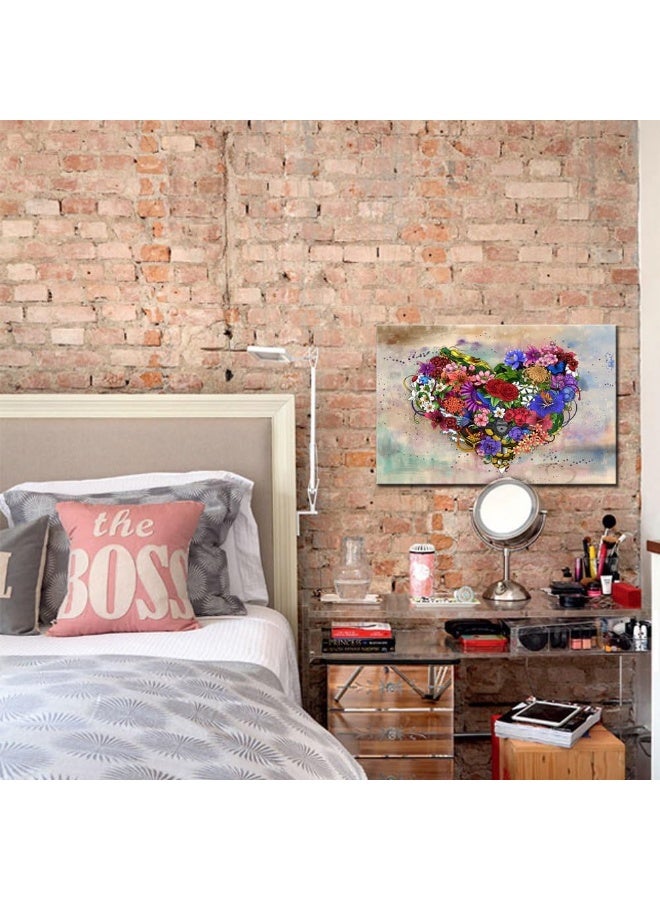 Home Trove Contemporary Vintage Abstract Art For Living Room, Home Decor Pictures, Love Heart Modern Wall Art  - Image 4