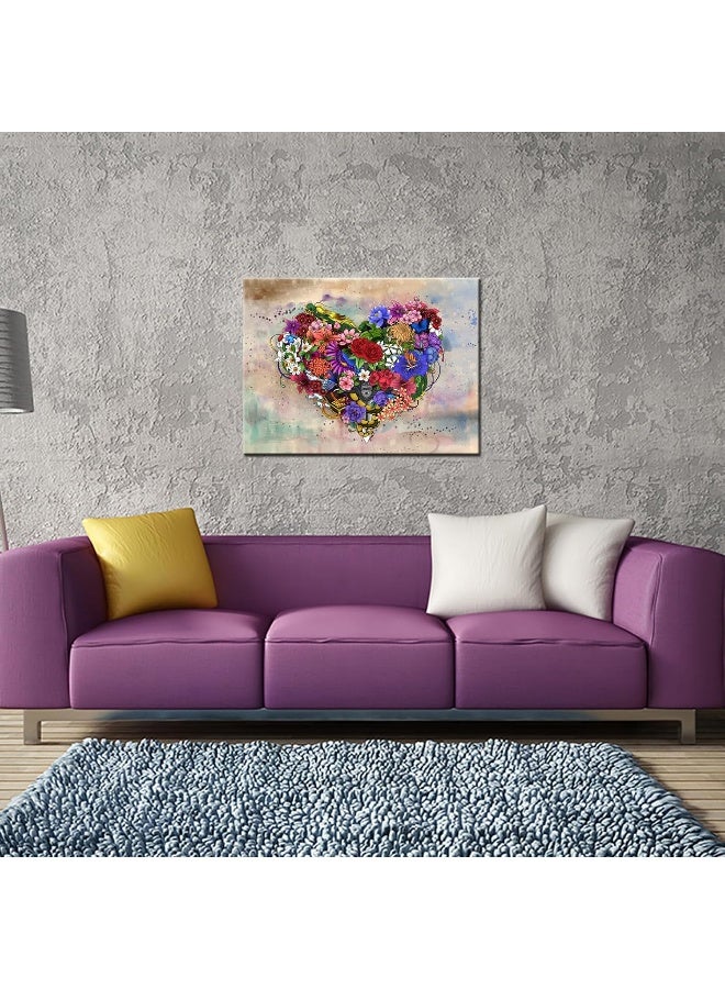 Home Trove Contemporary Vintage Abstract Art For Living Room, Home Decor Pictures, Love Heart Modern Wall Art  - Image 5