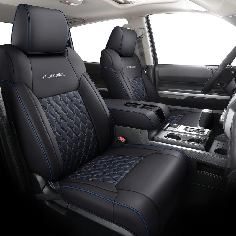 Huidasource Car Seat Covers for Dodge Ram Full Coverage Waterproof Leather Pickup Truck Seat Cushion Protector Fit for 20092018 1500 20102025 25003500 Crew Mega CabFull SetBlackBlue