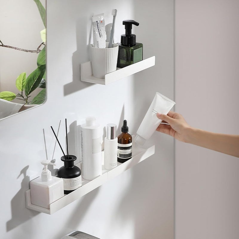JDLYEVER 3-Piece Wall Mounted Bathroom Shelf Set, No-Drill Minimalist Storage Organizer for Toiletries, Wash Basin, Flexible Combination Shower Caddy & Vanity Rack for Bathroom, Kitchen, 27x8.5x5cm - Image 1