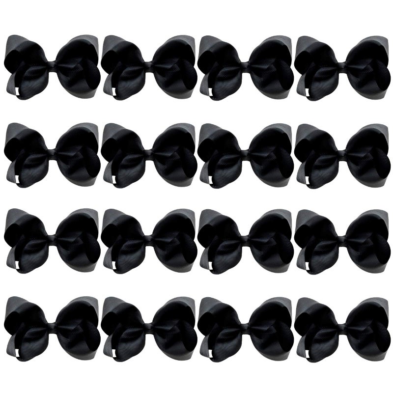 DEEKA 16 PCS 4 Handmade Hair Bow Grosgrain Ribbon Solid Color Hair Bow Alligator Clips Hair Accessories for Little Teen Toddler Girls Black