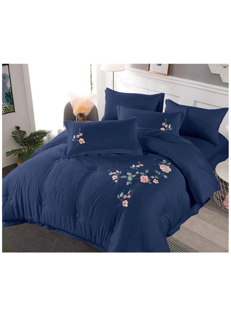 Dream Bell - Dream Bell 6 Pc Embroidery Cotton Comfy Comforter Set With Fiber Filling 8 - Image 1