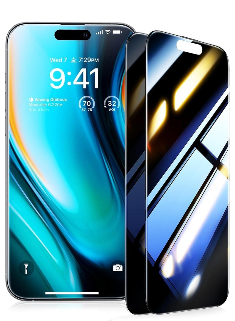 CoomBe 2 Pack iPhone 16 Pro Max High Quality 360 Degree Privacy Screen Protector Tempered Glass Full Coverage HD Anti-Scratch Bubble-Free Tempered Film - Image 1