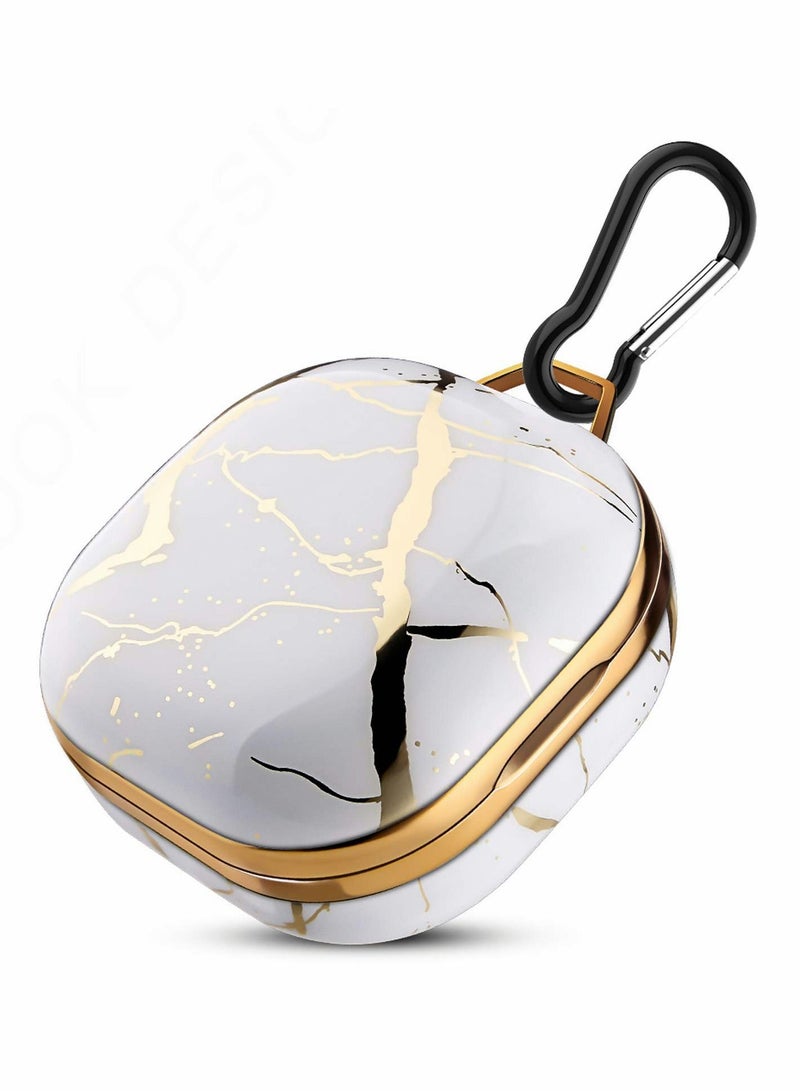 Y&D Wireless Bluetooth Headphone Case for Samsung Galaxy Buds 2/ Pro/ Live TPU Drop Resistant with Keychain (Platinum Marble Color) - Image 1