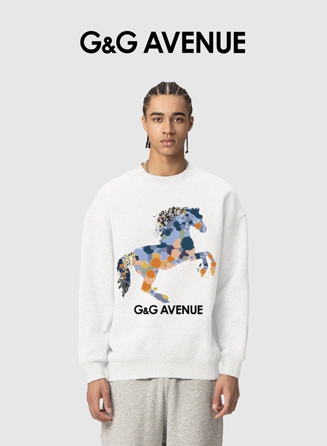 G&G AVENUE Spring and autumn unisex pure cotton round neck Oversized  sweatshirt, casual style soft beach long shirt, solid color long sleeves, hippie casual beach long sleeves - Image 1