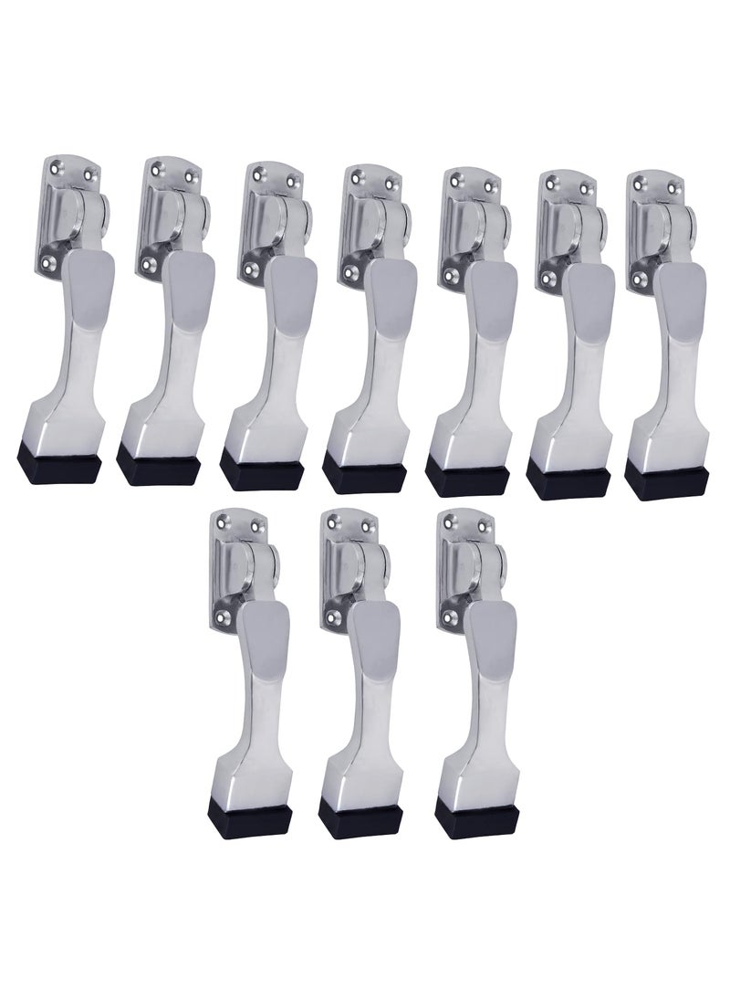 MALAIKAH Malaikah Unique Chrome Plating Heavy Duty Gate Stopper for The Door with Rubber Grip 5Inch Long Door Stopper for Wooden Door Door Mounted Pack of 10  - Image 1