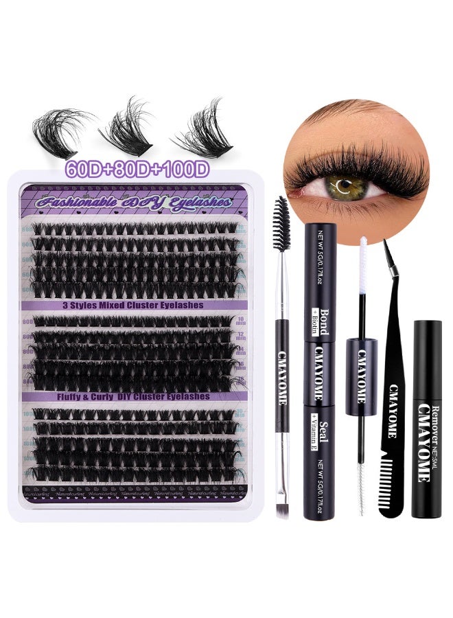 ووفيكسر مجموعة وصلات رموش مكونة من 270 قطعة، مع غراء لاصق للرموش وملقط للرموش. رموش صناعية خفيفة وكثيفة، وصلات رموش فردية للاستخدام المنزلي، مناسبة للنساء. - Image 1