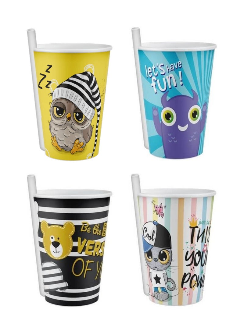 Titiz - Plastic Kids Mug with Straw 4 Pcs Set - Image 1