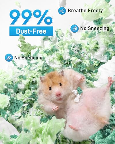 BUCATSTATE Hamster Bedding 15L 99 DustFree Guinea Pig Paper Bedding Odor Control Paper Bedding Cozy Small Animal Bedding for Rabbit Rat Syrian Dwarf Hamsters Gerbils Green - Image 3