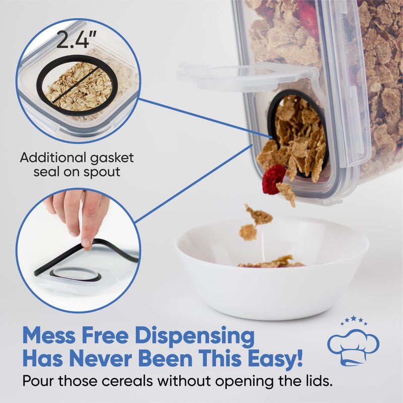 Chef's Path Cereal Containers Storage Set Large (4L,135.2 Oz), Airtight Food Storage Containers for Kitchen & Pantry Organization, Cereal Storage Container Set for Crunchiness, BPA Free Dispenser Keepers (4) - Image 3