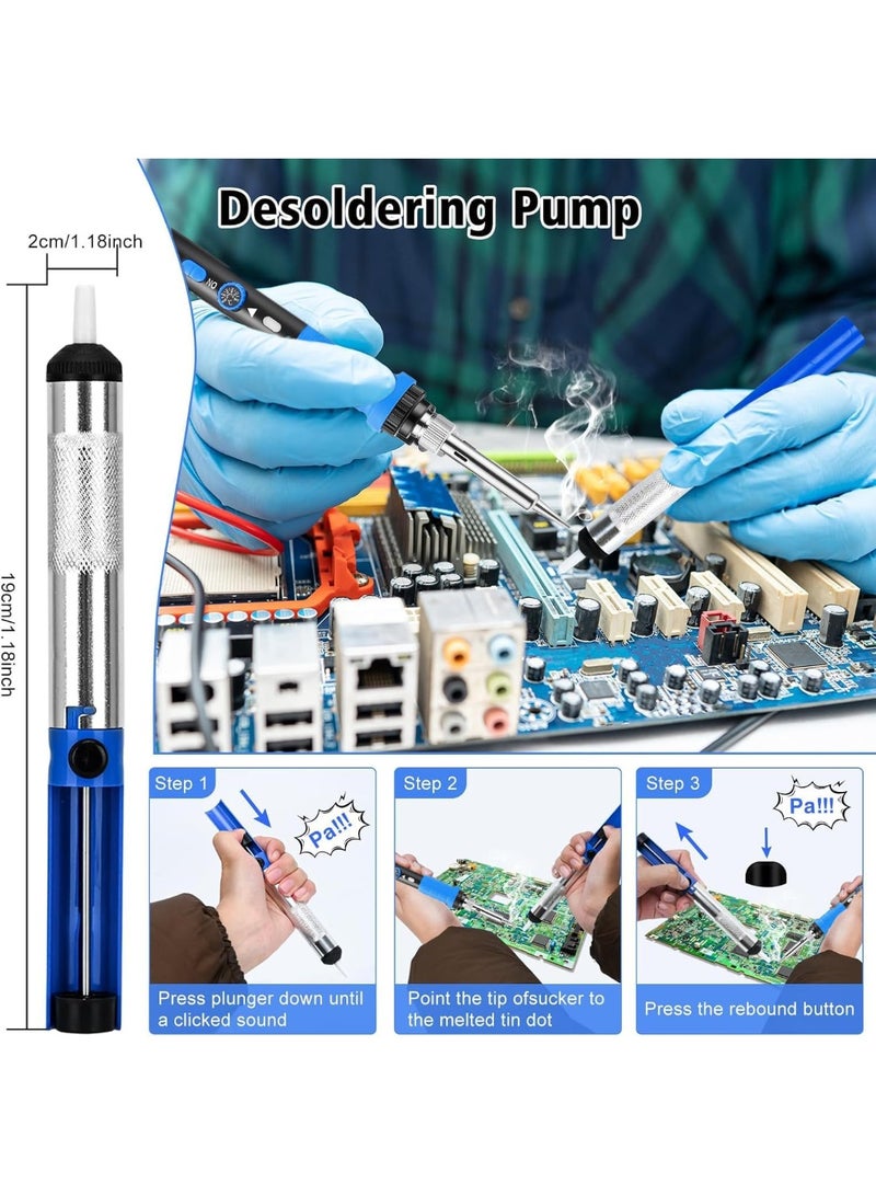 Soldering Iron Kit 80W Adjustable Temperature With Welding Tool, Digital Multimeter, Desoldering Pump,Electric pen,Soldering Iron Tips,Wire Stripper Cutter,Tweezers, Iron Stand, Electronic Wire - Image 5