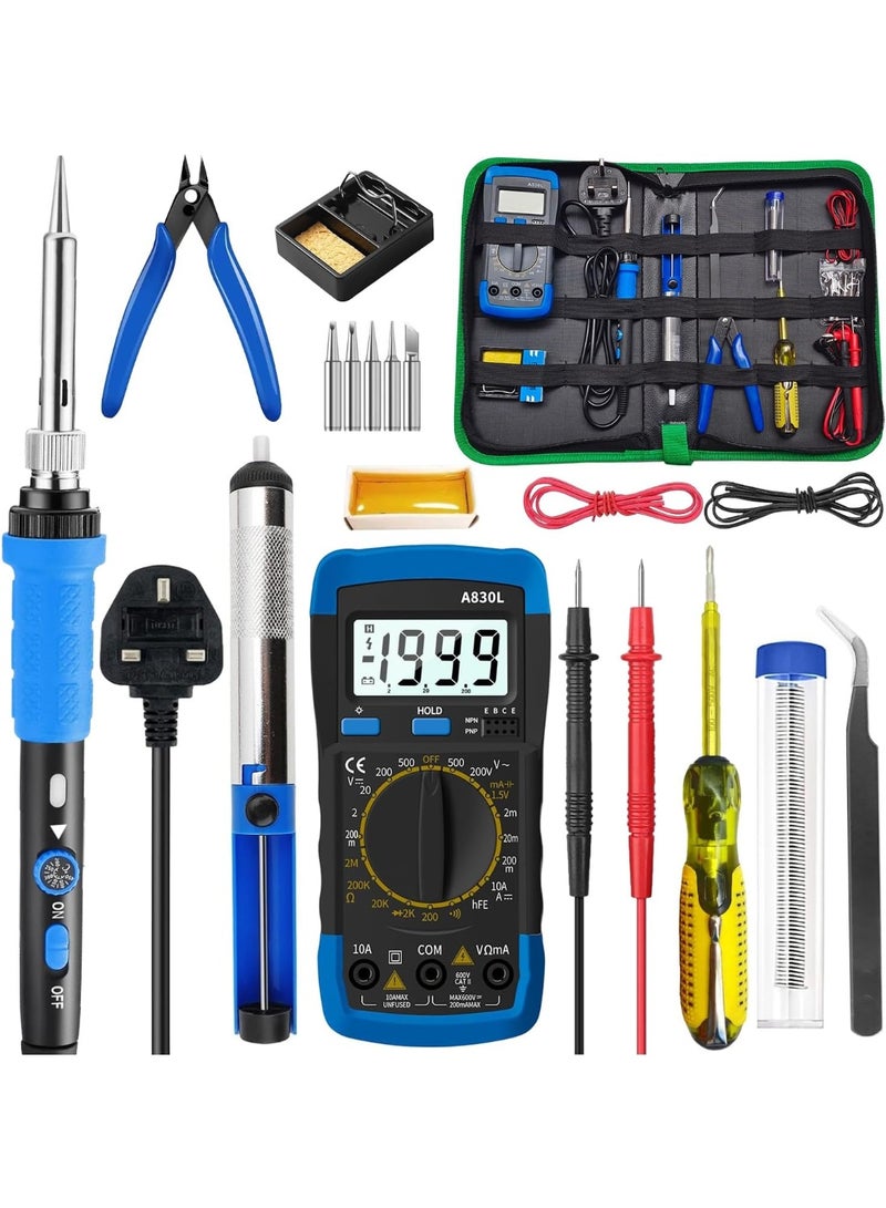 Soldering Iron Kit 80W Adjustable Temperature With Welding Tool, Digital Multimeter, Desoldering Pump,Electric pen,Soldering Iron Tips,Wire Stripper Cutter,Tweezers, Iron Stand, Electronic Wire - Image 1