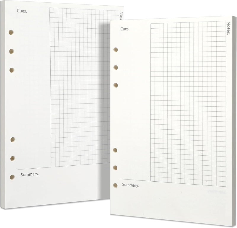 Toplive Cornell A5 Filler Paper, A5 Refill Papers 6 Ring Cornell Notes Loose Leaf Papers, 160 Sheets Refillable Inserts Paper Notes Taking System for Office School College Study - Image 1