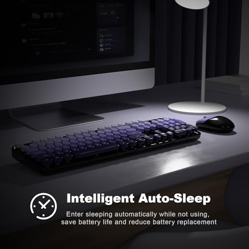 KNOWSQT Wireless Keyboard and Mouse Combo - Black-Purple Colorful 2.4G Typewriter Full-Size Cute Keyboards - USB Receiver Plug and Play, for Computer, PC, Laptop, Desktop, Windows - Image 4