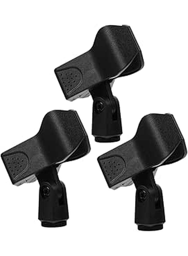 3 Pack Microphone Clip Stand Mounts Mic Clamp for Floor Stand Reliable Mic Holder Accessories Black - Image 1