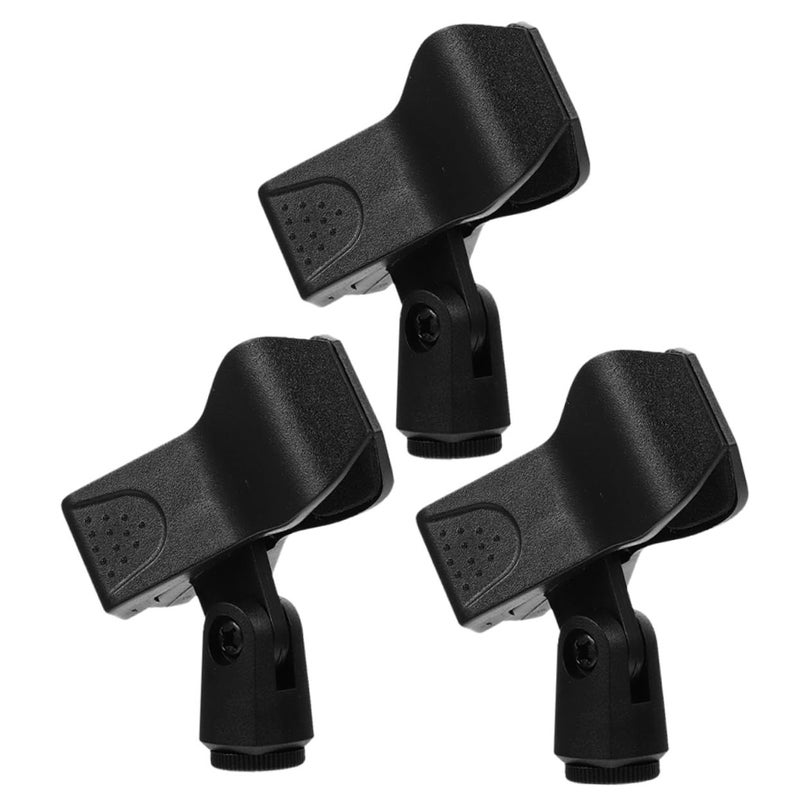 3 Pack Microphone Clip Stand Mounts Mic Clamp for Floor Stand Reliable Mic Holder Accessories Black - Image 2