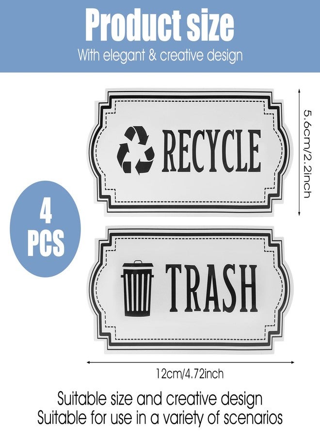 Macuezu 4 PCS Recycle and Trash Stickers, 4.72" X 2.2" Small Self-Adhesive Vinyl Recycling Bin Label Stickers for Indoor/Outdoor Trash Bins Home Kitchen Office Garbage Can - Image 2