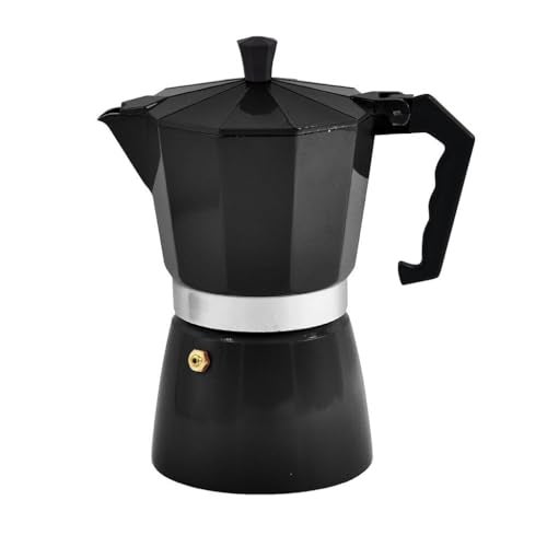 Harions Aluminium Italian Espresso Stove Coffee Maker Filter Coffee Percolator - Moka Pot (Black Silver 3cup) - Image 3