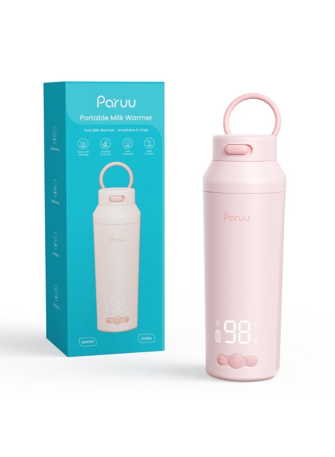 Paruu Portable Bottle Warmer for Travel, Easy-Clean Wide Mouth, Portable Milk Warmer with Fast Heating for Night Feeding, 7-Temp Control, Large 12oz - Image 1