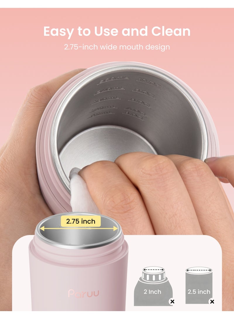 Paruu Portable Bottle Warmer for Travel, Easy-Clean Wide Mouth, Portable Milk Warmer with Fast Heating for Night Feeding, 7-Temp Control, Large 12oz - Image 3