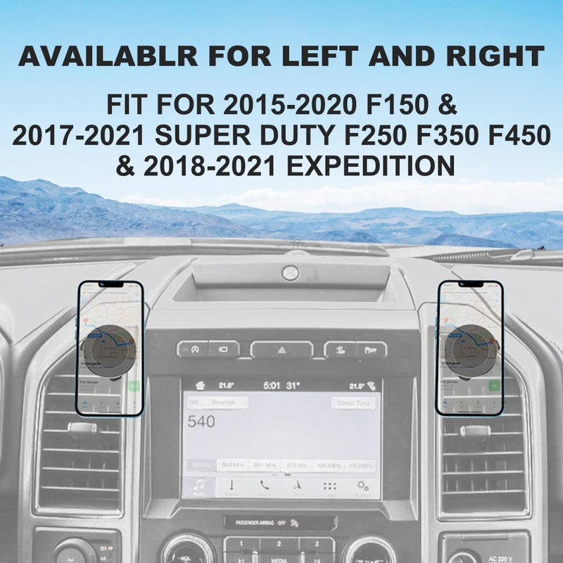 Surfcabin CNC Vent Phone Holder, Magnetic Car Air Vent Phone Holder Cradles Mount Compatible with F150 2015-2020 & Super Duty F250 F350 F450 2017-2021 Universal Bracket Stand for iPhone & Android - Image 2