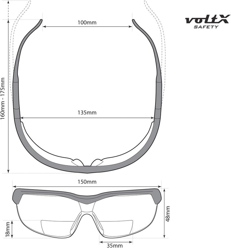 voltX GT ADJUSTABLE Bifocal Reading Safety Glasses YELLOW Lens 15 UKCA CE EN166FT Certified Anti fog coated UV400 Lens Scratch resistant Tilt and length adjustable earstems - Image 4