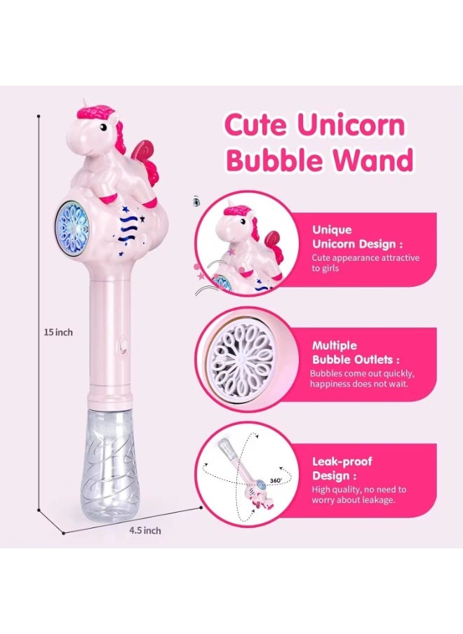 VIO Unicorn Bubble Machine Bubble Wand Light Up Bubble Blower Automatic Bubble Maker with 1 Bottle Solution For Kids Babies Toddlers Girls Children Indoor Outdoor Toys Gifts Birthday Party Favors  - Image 2