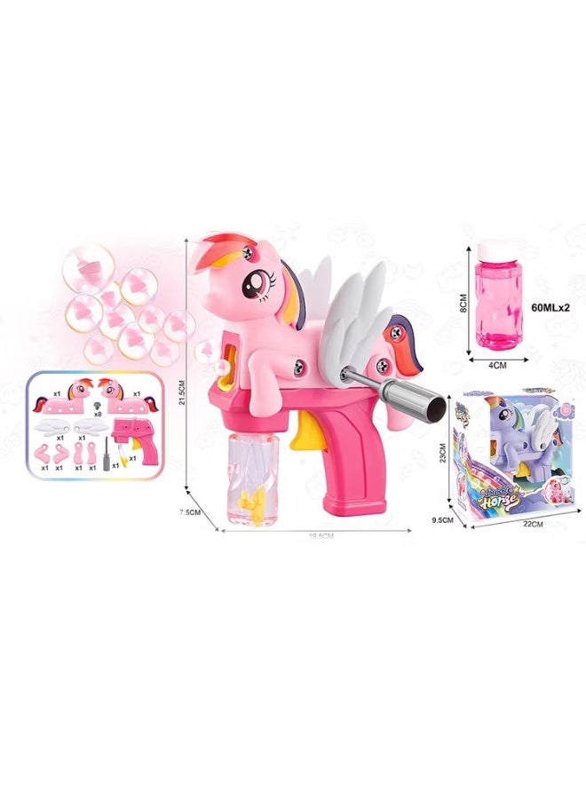 فيو آلة فقاعات البوني مع عصا فقاعات مضيئة ألعاب نفخ الفقاعات للأطفال ماكينة فقاعات أوتوماتيكية مع محلول فقاعات قابل لإعادة التعبئة آلة فقاعات محمولة للأطفال والرضع والصبيان والبنات للأطفال هدايا الألعاب الداخلية والخارجية وهدية أعياد الميلاد - Image 5