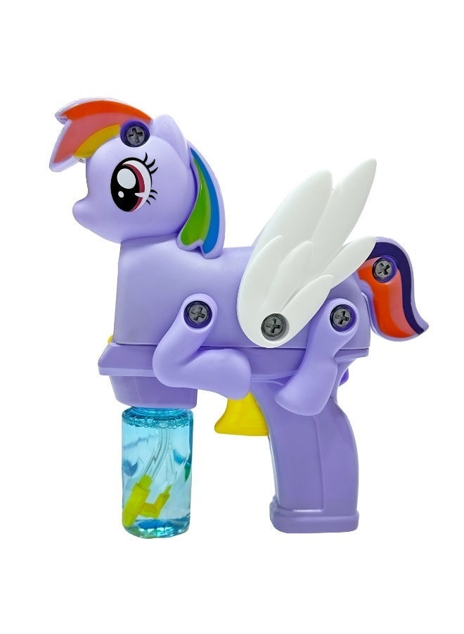 فيو آلة فقاعات البوني مع عصا فقاعات مضيئة ألعاب نفخ الفقاعات للأطفال ماكينة فقاعات أوتوماتيكية مع محلول فقاعات قابل لإعادة التعبئة آلة فقاعات محمولة للأطفال والرضع والصبيان والبنات للأطفال هدايا الألعاب الداخلية والخارجية وهدية أعياد الميلاد - Image 2