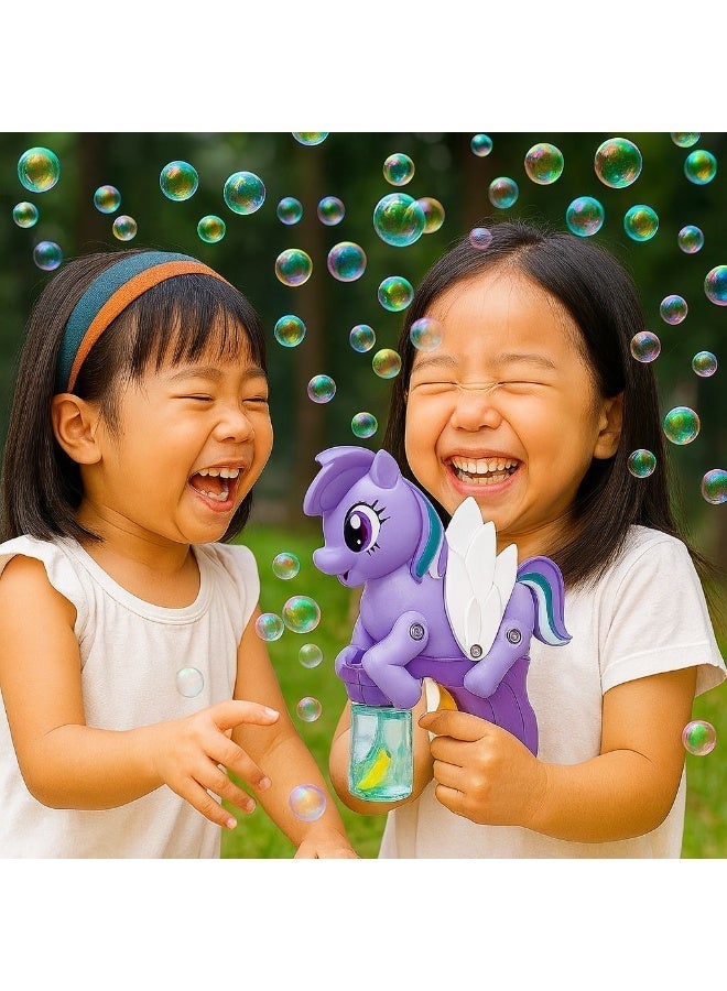 فيو آلة فقاعات البوني مع عصا فقاعات مضيئة ألعاب نفخ الفقاعات للأطفال ماكينة فقاعات أوتوماتيكية مع محلول فقاعات قابل لإعادة التعبئة آلة فقاعات محمولة للأطفال والرضع والصبيان والبنات للأطفال هدايا الألعاب الداخلية والخارجية وهدية أعياد الميلاد - Image 3