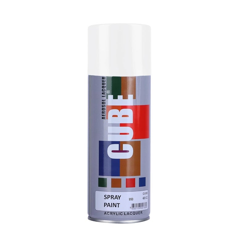 Cube White Spray Paint | 400 mL | for Metal, Plastic, Wood, Car & Bike | Fast Drying, Brilliant Finish, No CFCs, Interior & Exterior Use - Image 1